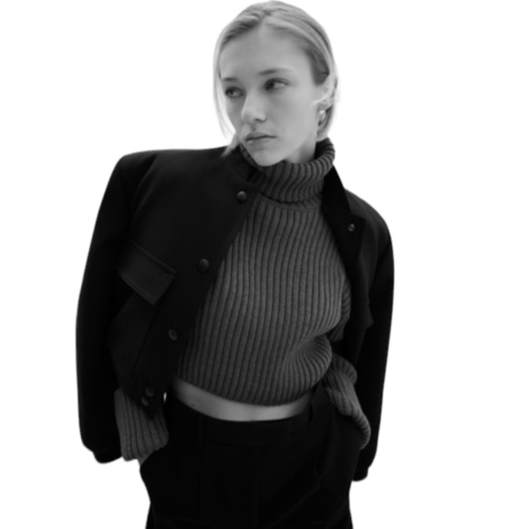 ZARA Rib Knit Crop Sweater L Grey - REF 6771/012 - Picture 6 of 6